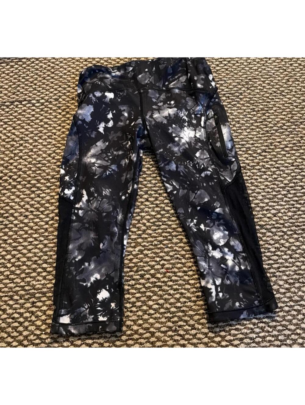 Lululemon Sun Runner Crop Dusk Dye White Black Mesh Panels 6
